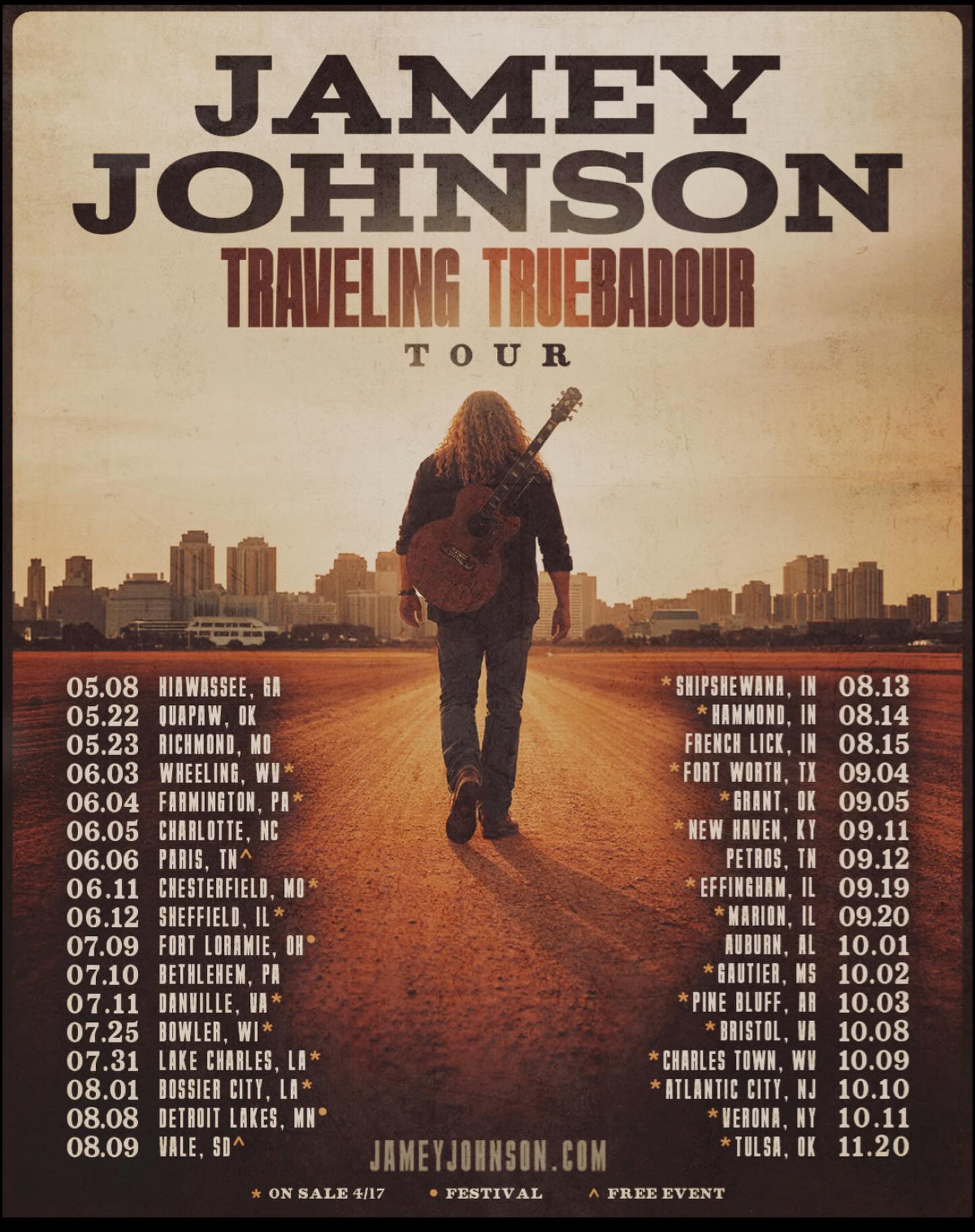 Jamey Johnson Traveling Truebadour Tour Poster 2026